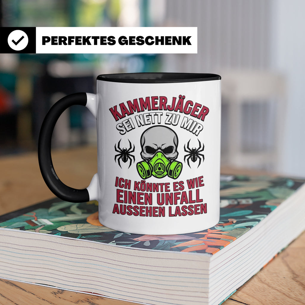 Kammerjäger Tasse lustig mit Spruch Schädlingsbekämpfer Kaff – Schwarz [farbe:schwarz]