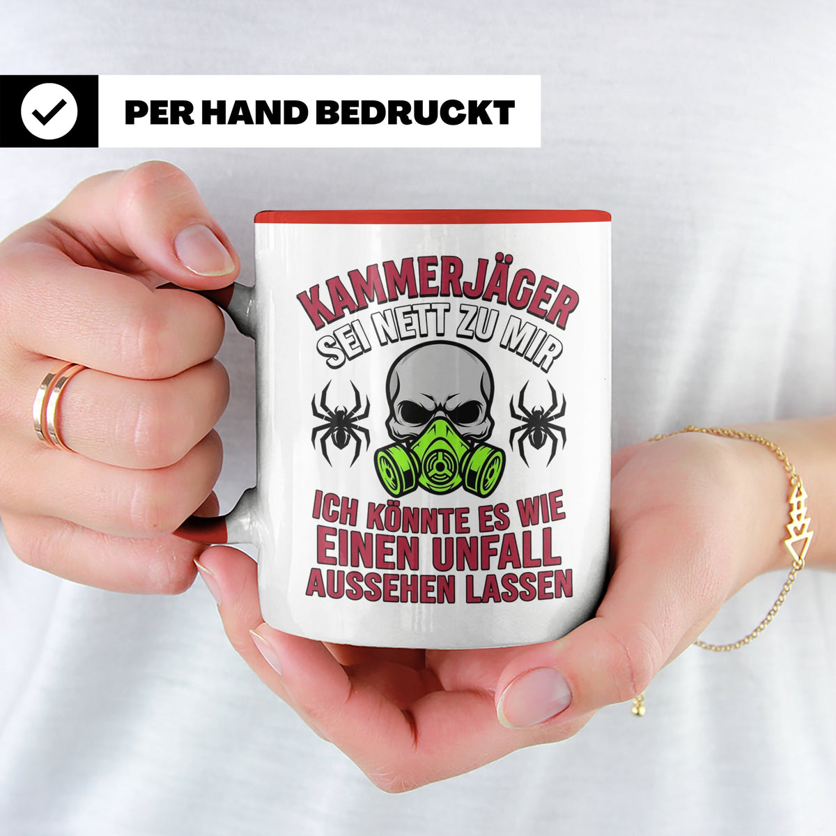 Kammerjäger Tasse lustig mit Spruch Schädlingsbekämpfer Kaff – Rot [farbe:rot]
