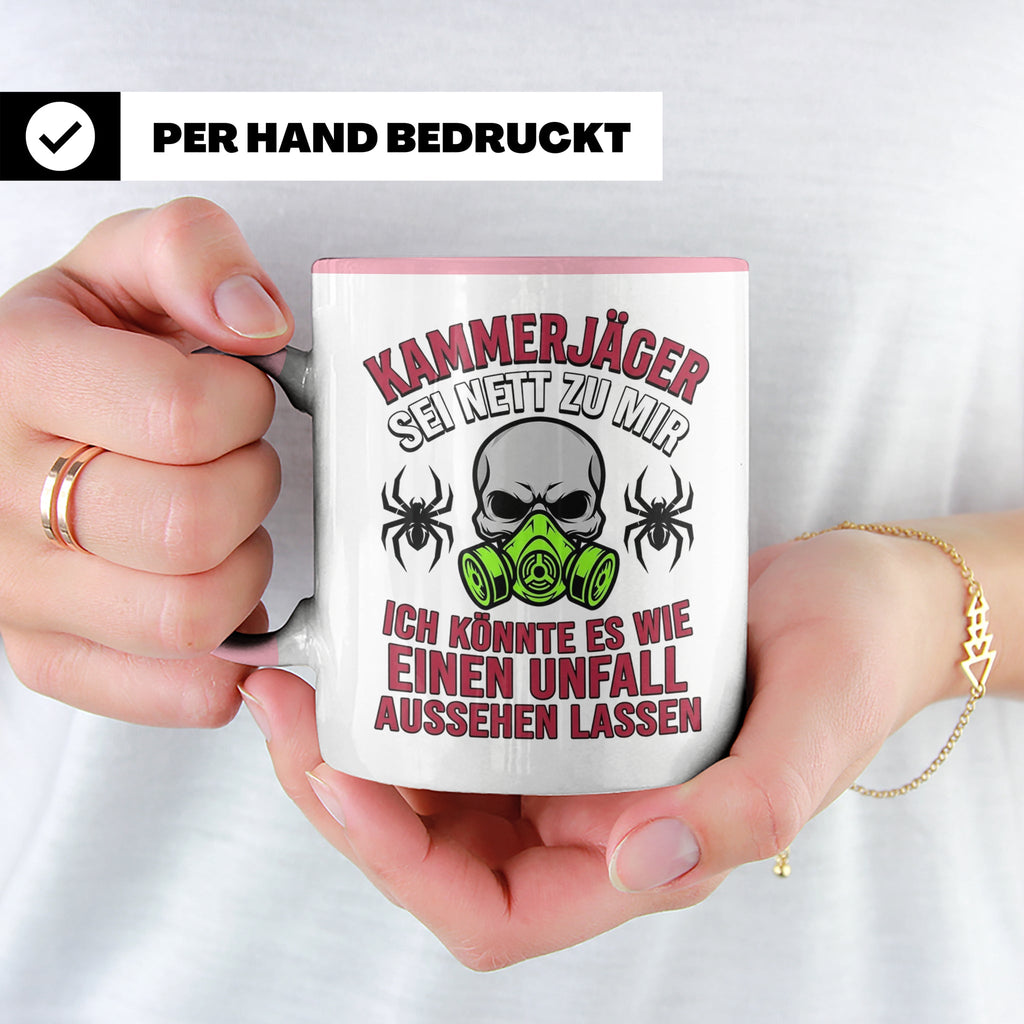 Kammerjäger Tasse lustig mit Spruch Schädlingsbekämpfer Kaff – Rosa [farbe:rosa]
