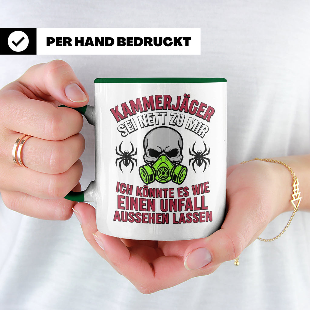 Kammerjäger Tasse lustig mit Spruch Schädlingsbekämpfer Kaff – Grün [farbe:grün]