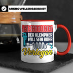 Klempner Tasse mit Spruch 'Will sein Rohr verlegen' lustig G – Rot [farbe:rot]