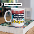 Klempner Tasse mit Spruch 'Will sein Rohr verlegen' lustig G – Weiß [farbe:weiß]