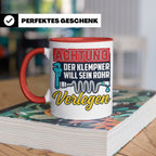 Klempner Tasse mit Spruch 'Will sein Rohr verlegen' lustig G – Rot [farbe:rot]