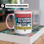 Klempner Tasse mit Spruch 'Will sein Rohr verlegen' lustig G – Rosa [farbe:rosa]