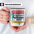 Klempner Tasse mit Spruch 'Will sein Rohr verlegen' lustig G – Schwarz [farbe:schwarz]