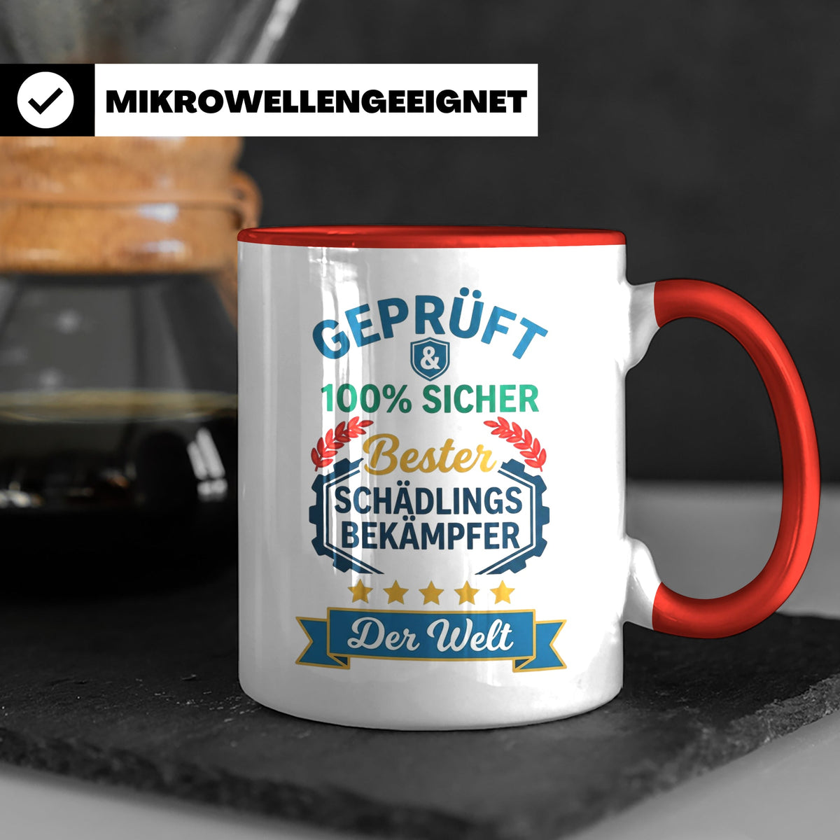 Schädlingsbekämpfer Tasse Geschenk für Kammerjäger, Bester d – Rot [farbe:rot]