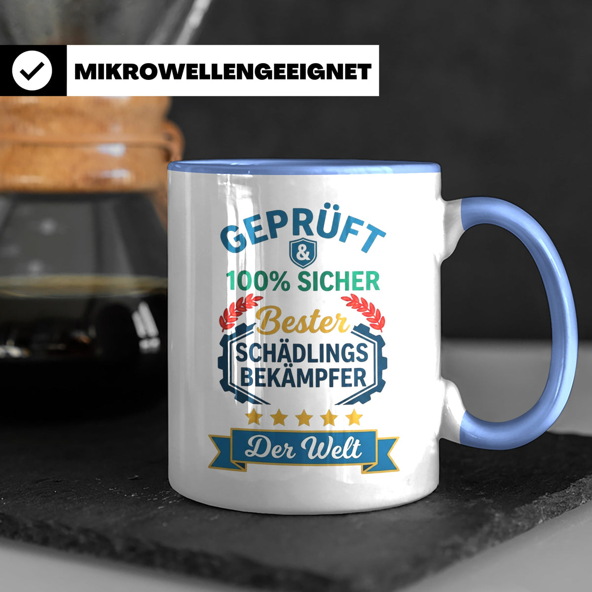 Schädlingsbekämpfer Tasse Geschenk für Kammerjäger, Bester d – Blau [farbe:blau]