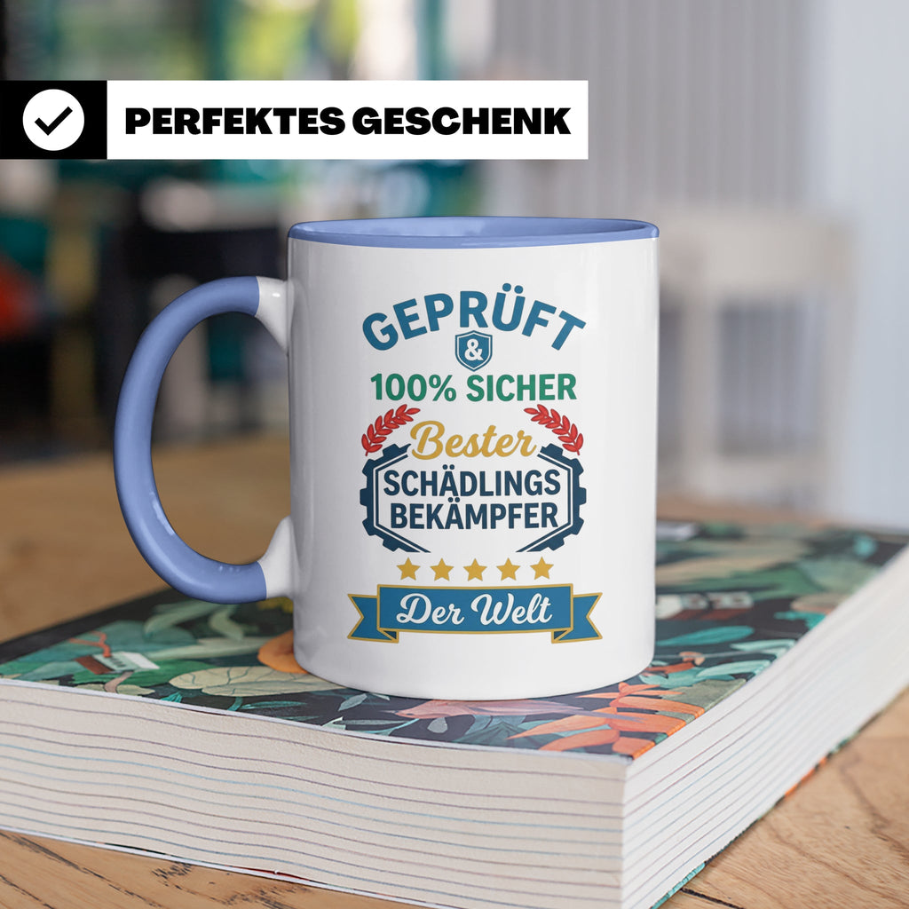 Schädlingsbekämpfer Tasse Geschenk für Kammerjäger, Bester d – Blau [farbe:blau]