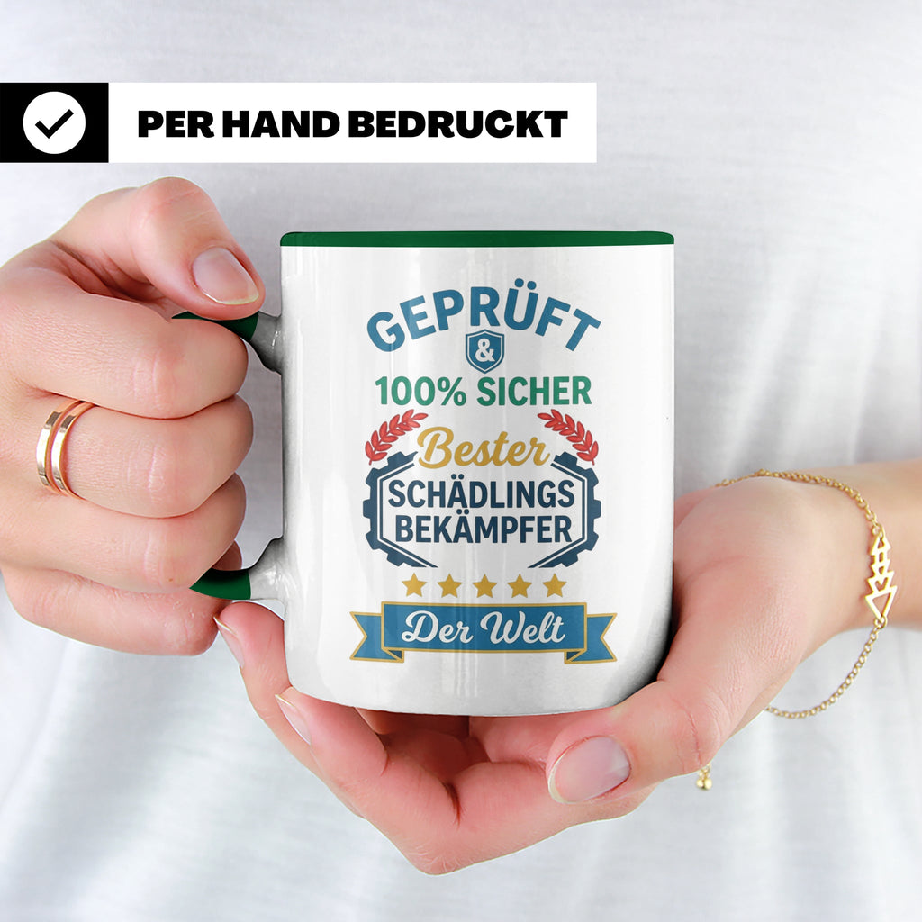 Schädlingsbekämpfer Tasse Geschenk für Kammerjäger, Bester d – Grün [farbe:grün]