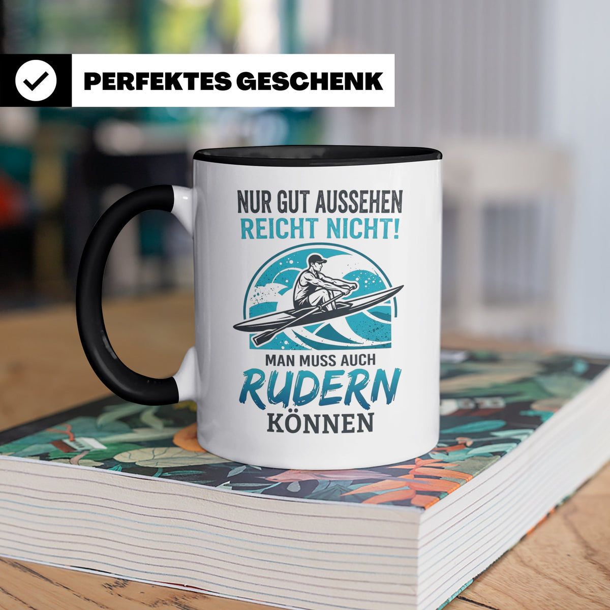 Ruderer Tasse mit Spruch Nur gut aussehen reicht nicht | Ges – Schwarz [farbe:schwarz]