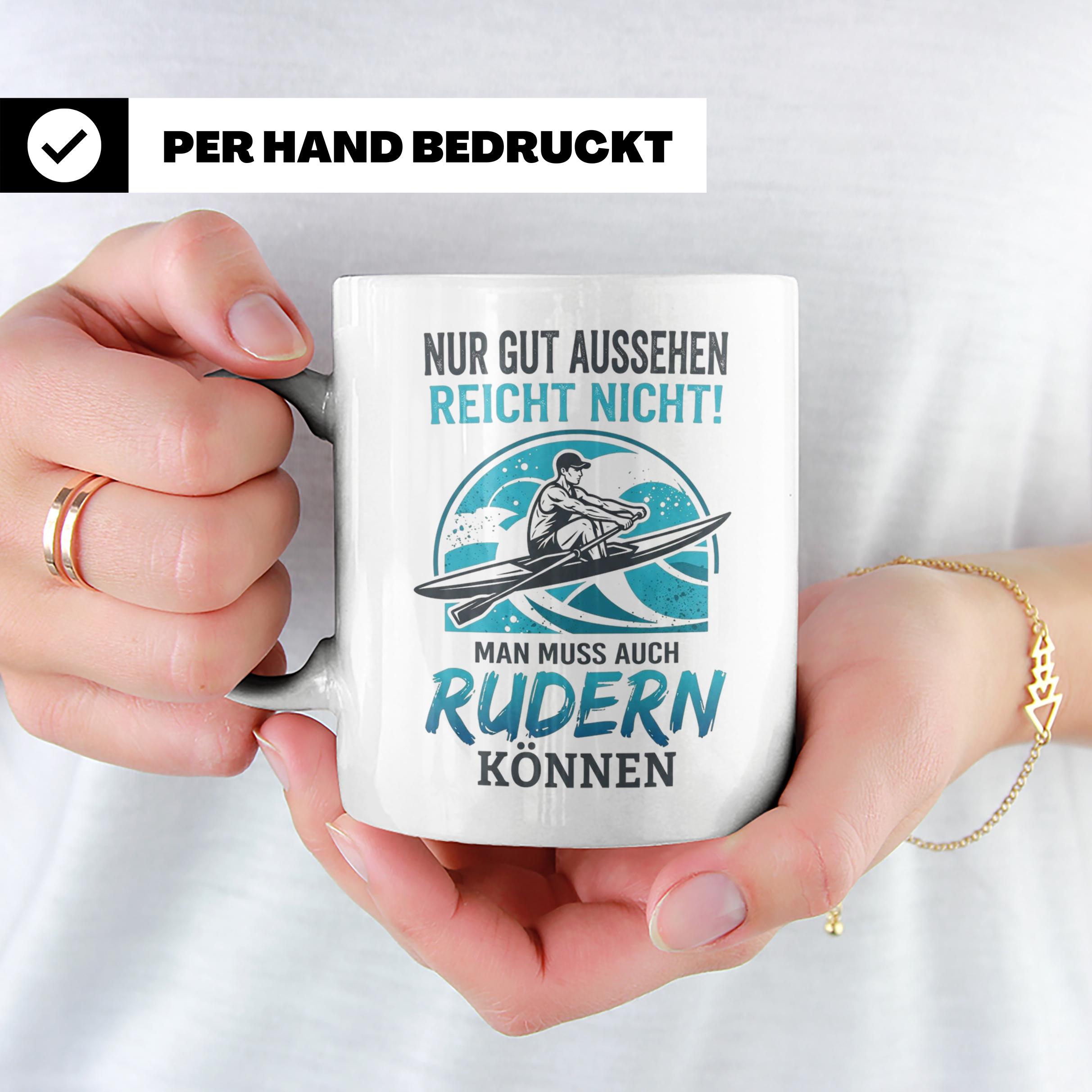Ruderer Tasse mit Spruch Nur gut aussehen reicht nicht | Ges – Weiß [farbe:weiß]