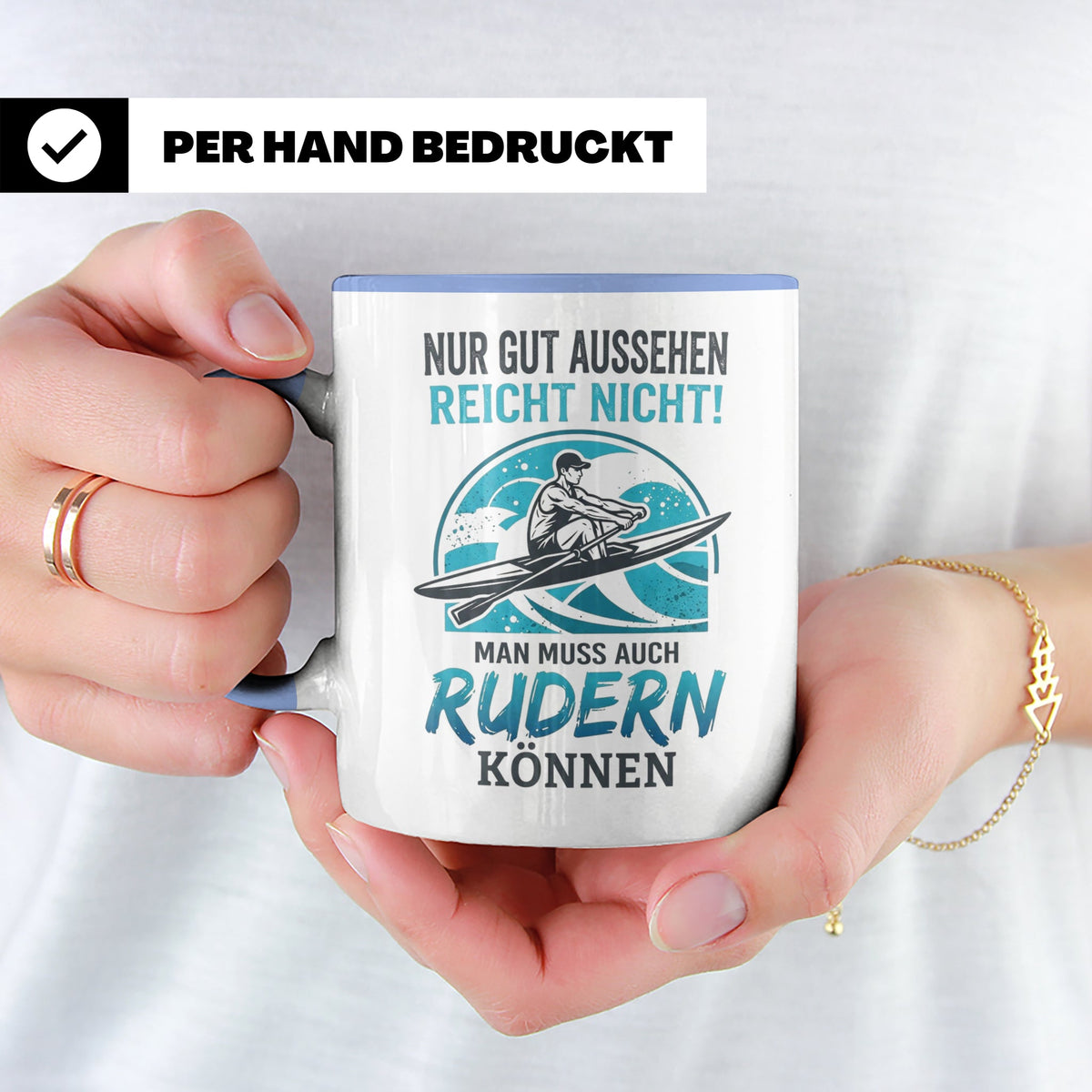 Ruderer Tasse mit Spruch Nur gut aussehen reicht nicht | Ges – Blau [farbe:blau]