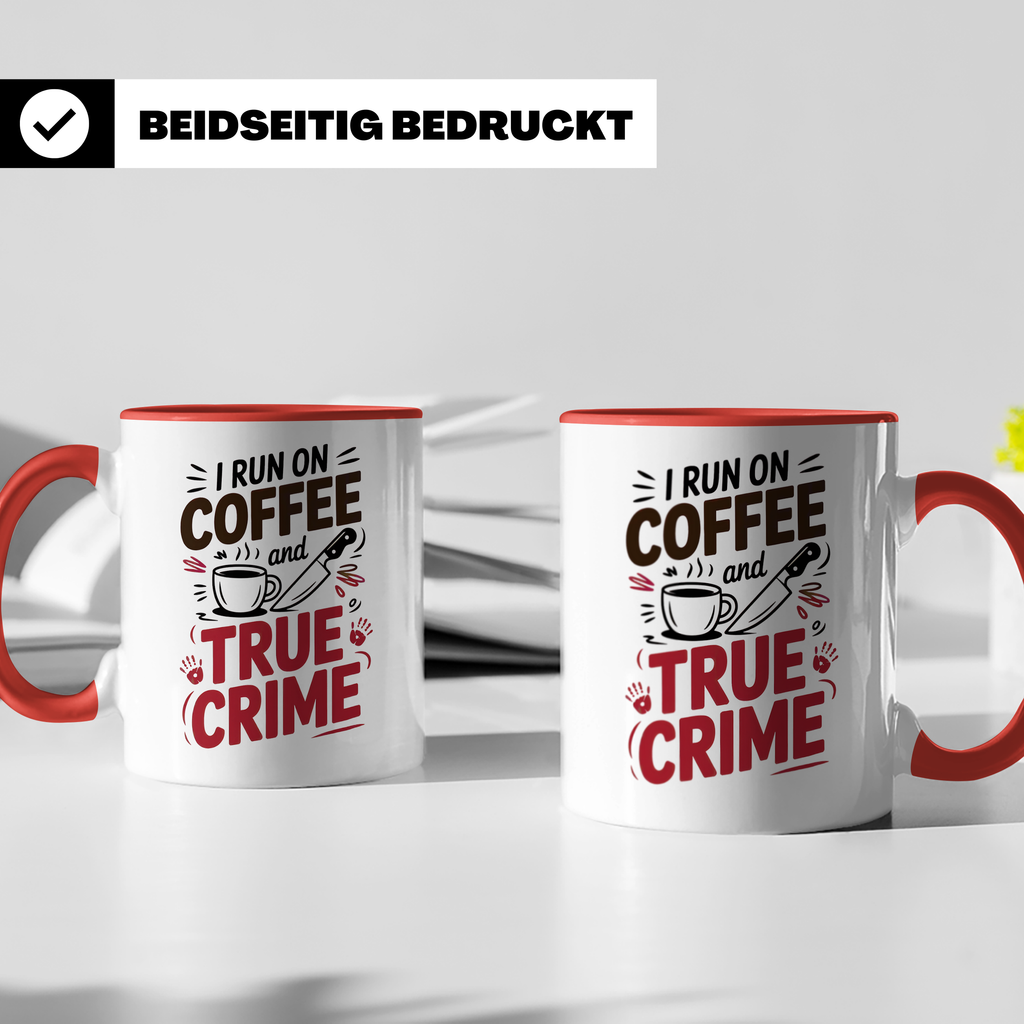 True Crime Coffee Junkie Sublimation Tasse - Serienmörder Fan Geschenkidee Podcast Hörer Spruch Geschenk für Krimi Liebhaber