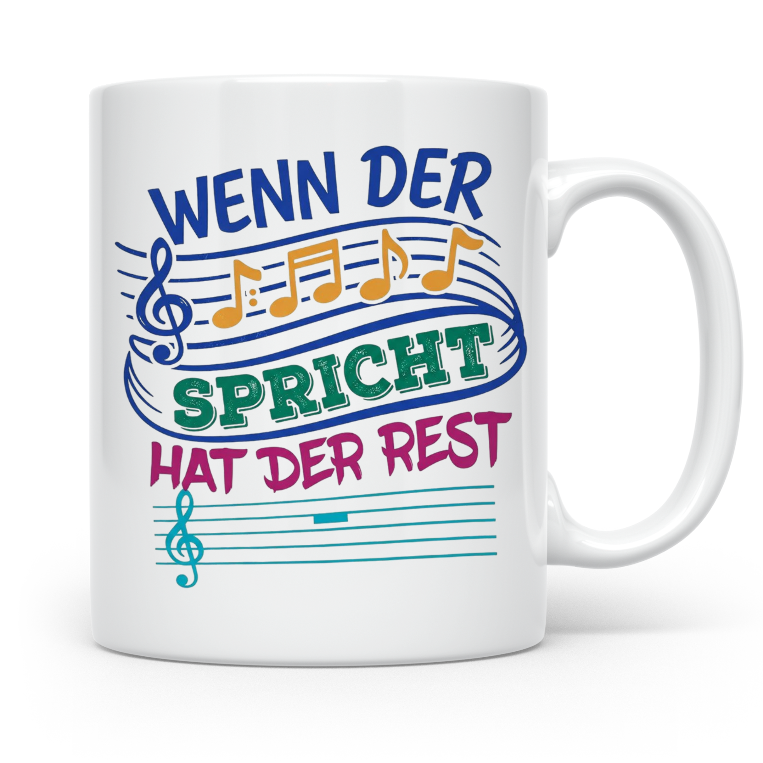Musiker Tasse mit Spruch Wenn die Musik spricht Kaffeetasse  – Weiß [farbe:weiß]
