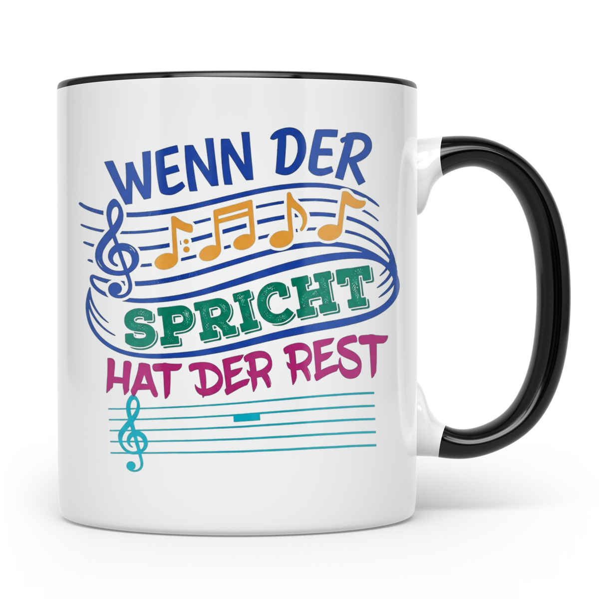 Musiker Tasse mit Spruch Wenn die Musik spricht Kaffeetasse  – Schwarz [farbe:schwarz]