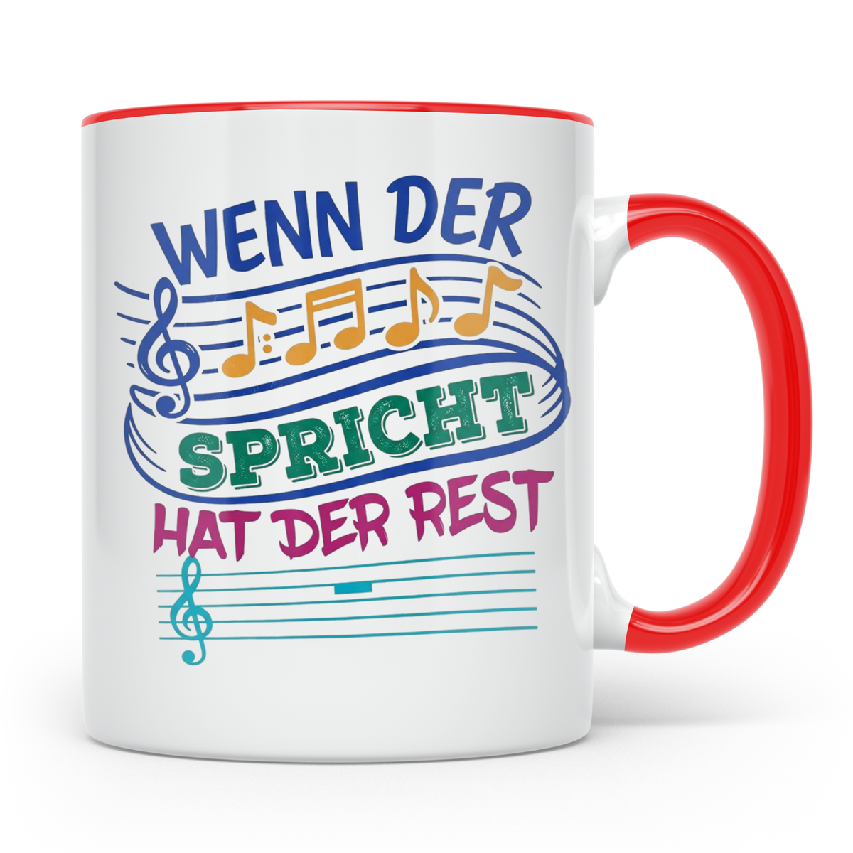 Musiker Tasse mit Spruch Wenn die Musik spricht Kaffeetasse  – Rot [farbe:rot]