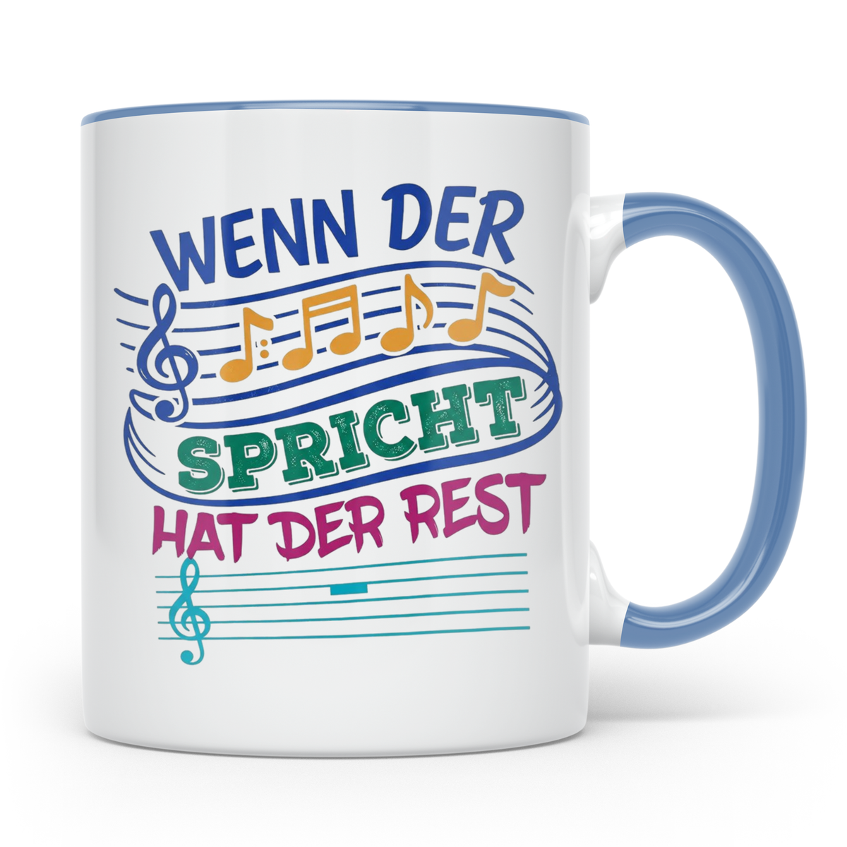 Musiker Tasse mit Spruch Wenn die Musik spricht Kaffeetasse  – Blau [farbe:blau]