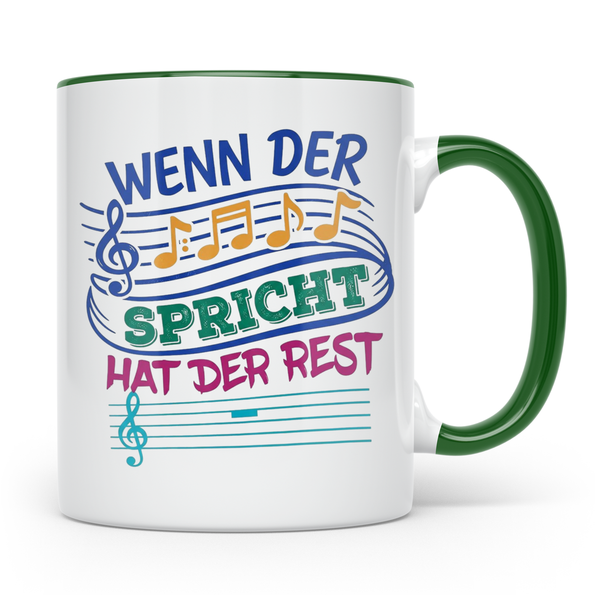 Musiker Tasse mit Spruch Wenn die Musik spricht Kaffeetasse  – Grün [farbe:grün]