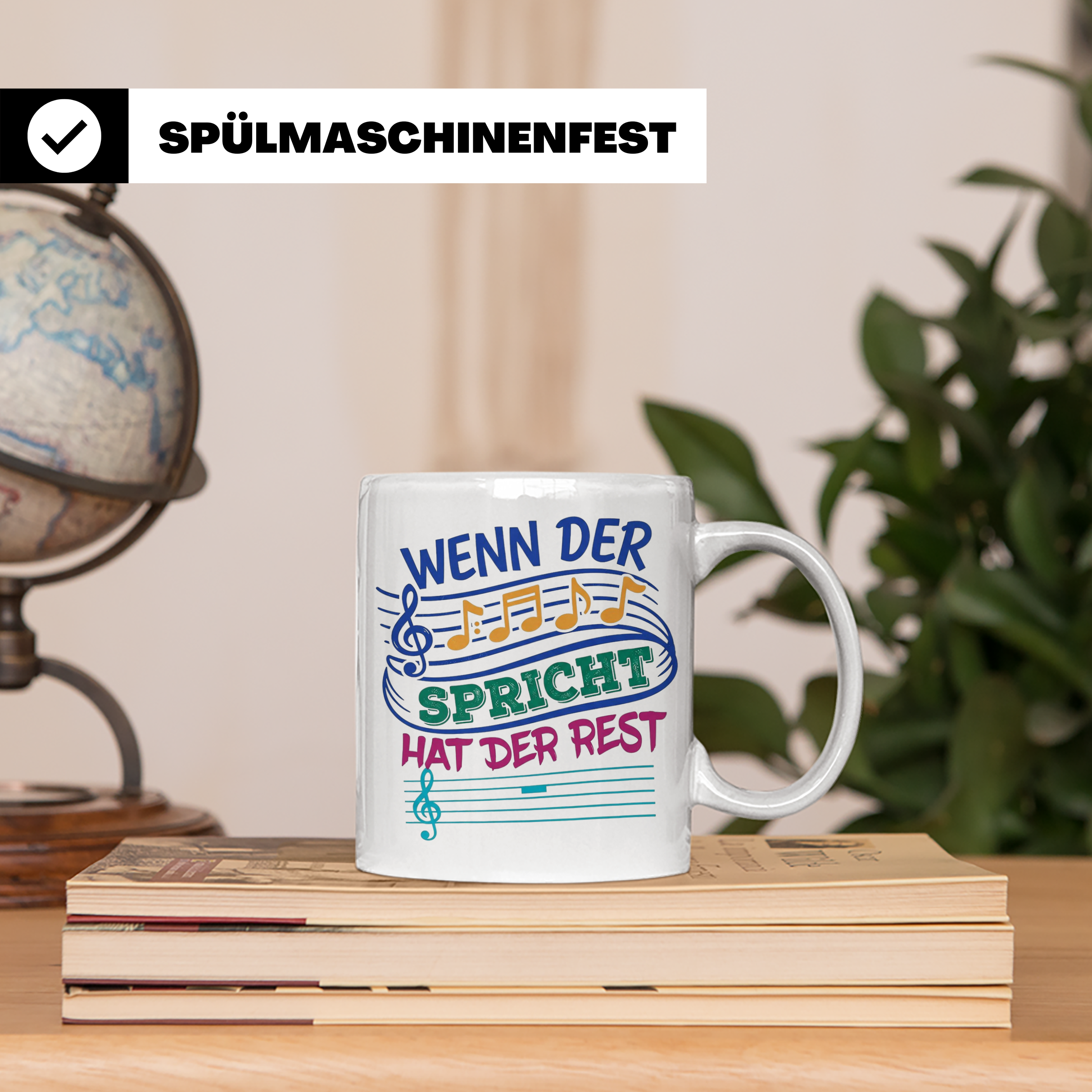 Musiker Tasse mit Spruch Wenn die Musik spricht Kaffeetasse  – Weiß [farbe:weiß]
