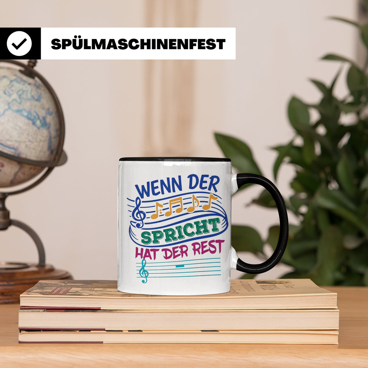 Musiker Tasse mit Spruch Wenn die Musik spricht Kaffeetasse  – Schwarz [farbe:schwarz]
