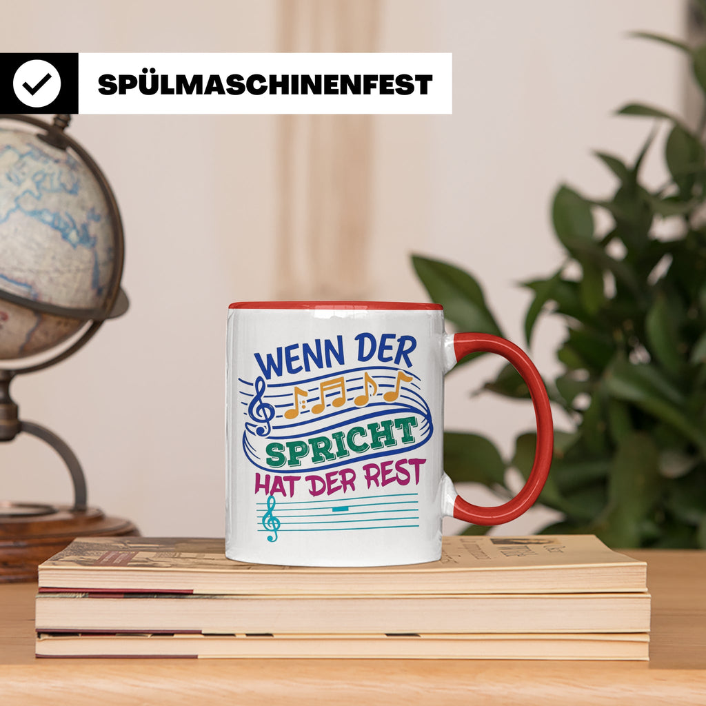 Musiker Tasse mit Spruch Wenn die Musik spricht Kaffeetasse  – Rot [farbe:rot]