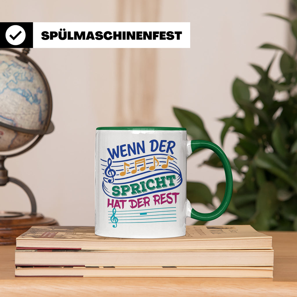 Musiker Tasse mit Spruch Wenn die Musik spricht Kaffeetasse  – Grün [farbe:grün]