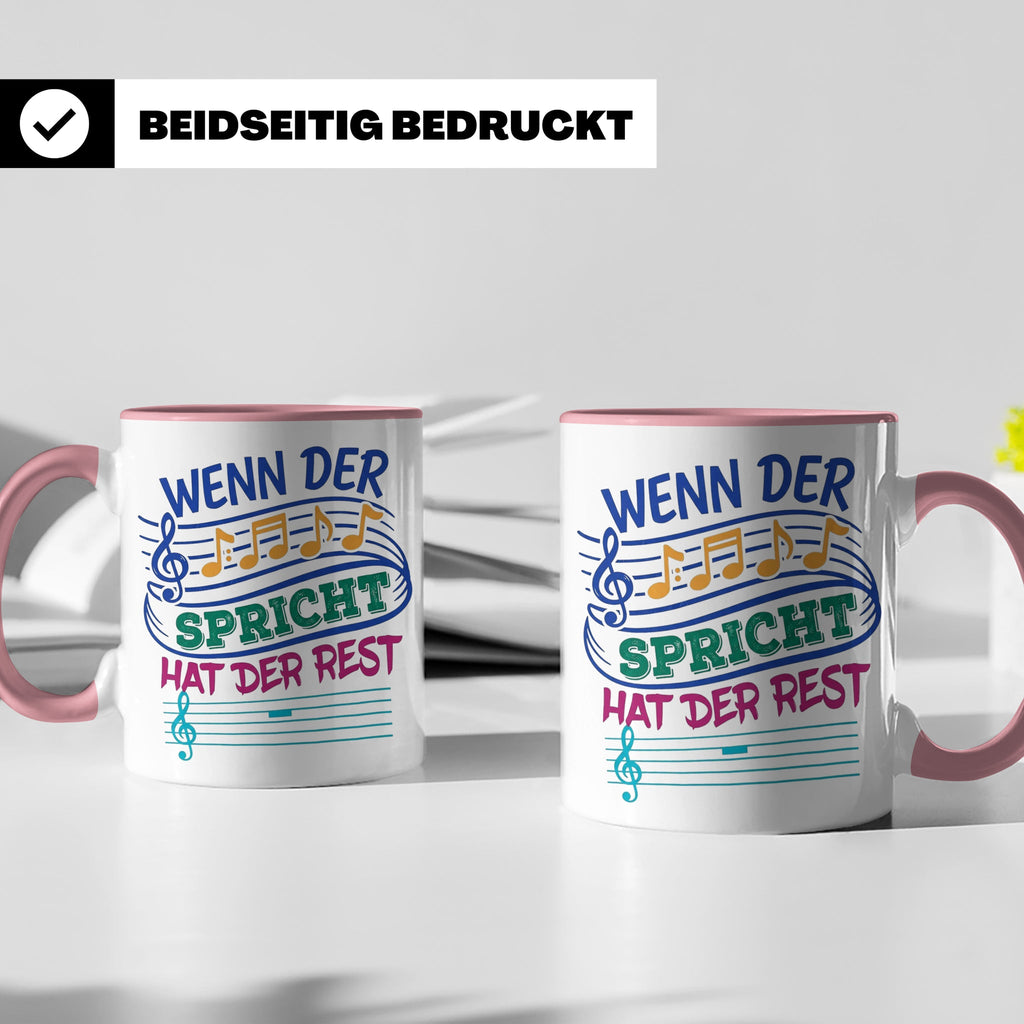 Musiker Tasse mit Spruch Wenn die Musik spricht Kaffeetasse  – Rosa [farbe:rosa]