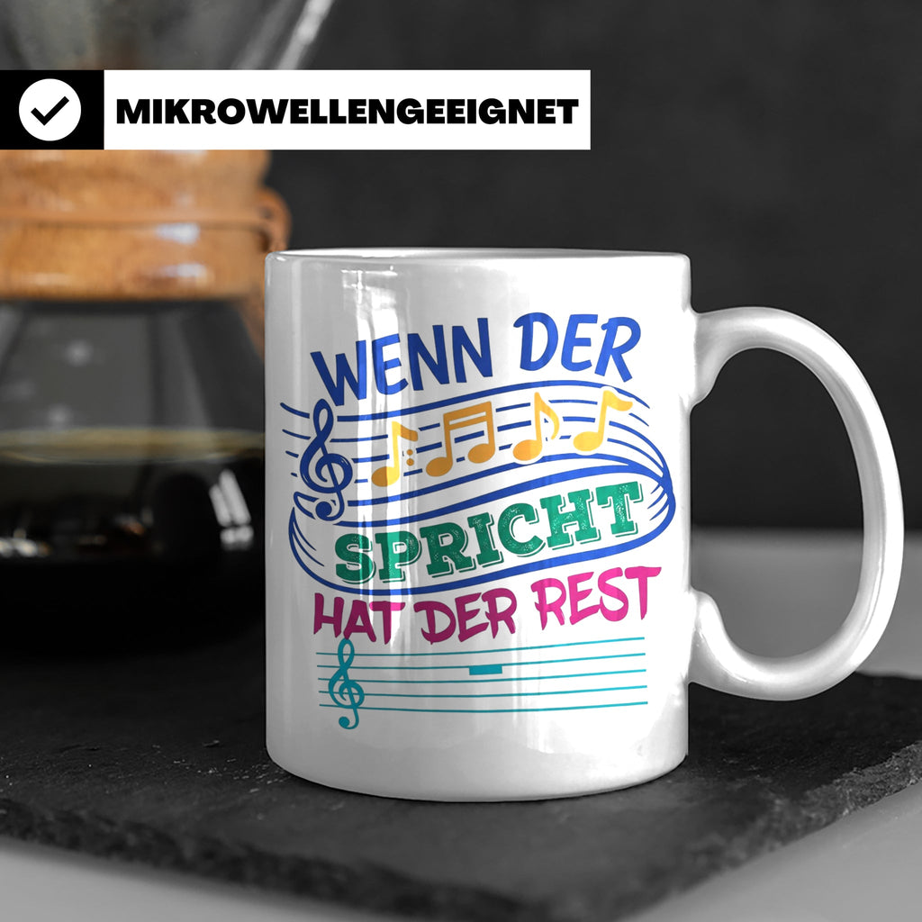 Musiker Tasse mit Spruch Wenn die Musik spricht Kaffeetasse  – Weiß [farbe:weiß]