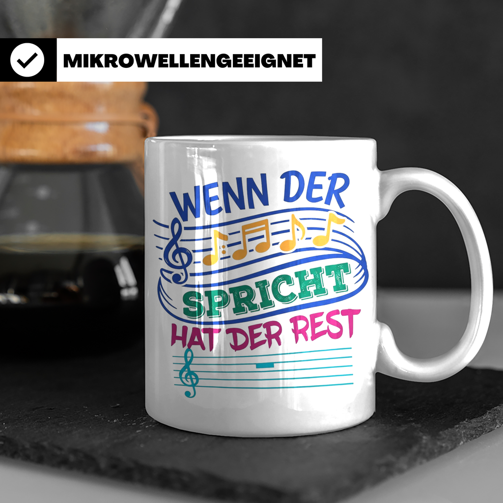 Musiker Tasse mit Spruch Wenn die Musik spricht Kaffeetasse  – Weiß [farbe:weiß]