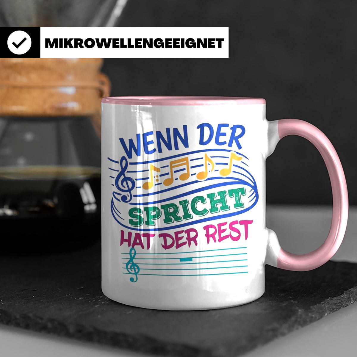Musiker Tasse mit Spruch Wenn die Musik spricht Kaffeetasse  – Rosa [farbe:rosa]