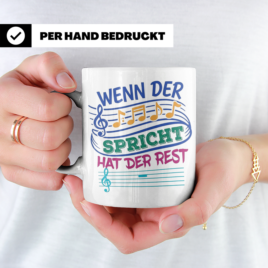 Musiker Tasse mit Spruch Wenn die Musik spricht Kaffeetasse  – Weiß [farbe:weiß]