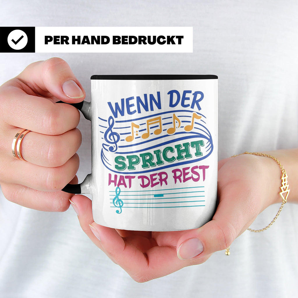 Musiker Tasse mit Spruch Wenn die Musik spricht Kaffeetasse  – Schwarz [farbe:schwarz]