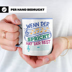 Musiker Tasse mit Spruch Wenn die Musik spricht Kaffeetasse  – Blau [farbe:blau]