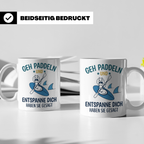 Paddeln Tasse mit lustigem Spruch, Kajak & Hai Motiv, Gesche – Weiß [farbe:weiß]