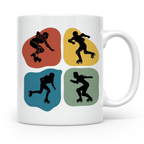 Roller Derby Tasse mit Skaterin Silhouetten im Retro Design. – Weiß [farbe:weiß]