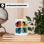 Roller Derby Tasse mit Skaterin Silhouetten im Retro Design. – Weiß [farbe:weiß]