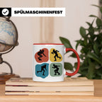 Roller Derby Tasse mit Skaterin Silhouetten im Retro Design. – Rot [farbe:rot]