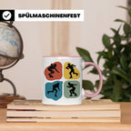 Roller Derby Tasse mit Skaterin Silhouetten im Retro Design. – Rosa [farbe:rosa]