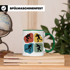Roller Derby Tasse mit Skaterin Silhouetten im Retro Design. – Grün [farbe:grün]