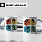 Roller Derby Tasse mit Skaterin Silhouetten im Retro Design. – Blau [farbe:blau]