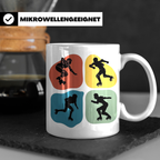 Roller Derby Tasse mit Skaterin Silhouetten im Retro Design. – Weiß [farbe:weiß]