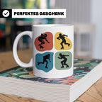 Roller Derby Tasse mit Skaterin Silhouetten im Retro Design. – Weiß [farbe:weiß]