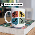 Roller Derby Tasse mit Skaterin Silhouetten im Retro Design. – Weiß [farbe:weiß]