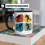 Roller Derby Tasse mit Skaterin Silhouetten im Retro Design. – Schwarz [farbe:schwarz]