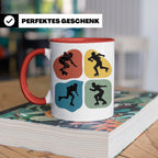 Roller Derby Tasse mit Skaterin Silhouetten im Retro Design. – Rot [farbe:rot]