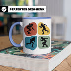 Roller Derby Tasse mit Skaterin Silhouetten im Retro Design. – Blau [farbe:blau]