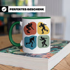 Roller Derby Tasse mit Skaterin Silhouetten im Retro Design. – Grün [farbe:grün]