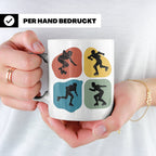 Roller Derby Tasse mit Skaterin Silhouetten im Retro Design. – Weiß [farbe:weiß]