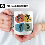 Roller Derby Tasse mit Skaterin Silhouetten im Retro Design. – Weiß [farbe:weiß]