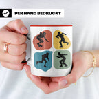 Roller Derby Tasse mit Skaterin Silhouetten im Retro Design. – Rot [farbe:rot]